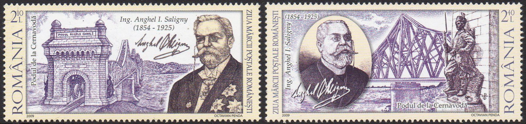Cernavoda Railway Bridge Stamp King Karol I Bridge Anghel Saligny Bridge 